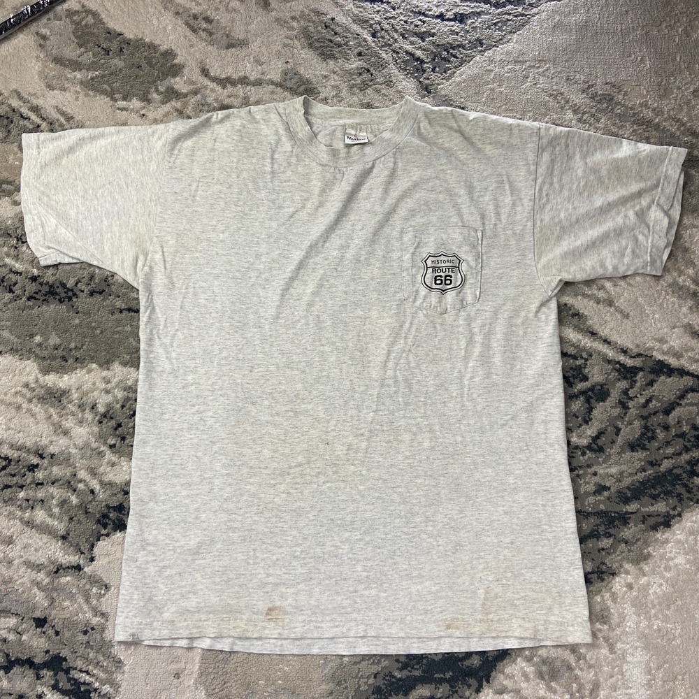 VTG Murina Historic Route 66 T Shirt Mens XL Gray Cotton Short Sleeve Crew Neck